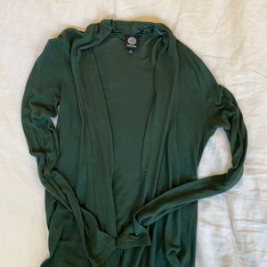 Green draped sweater